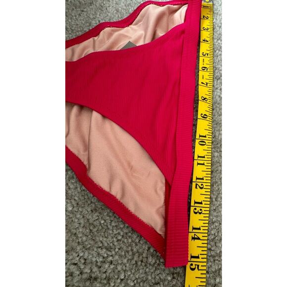 J Crew re-Imagined Curved Waist Bikini Bottom Pink Women Small New W/Tags - Picture 7 of 8